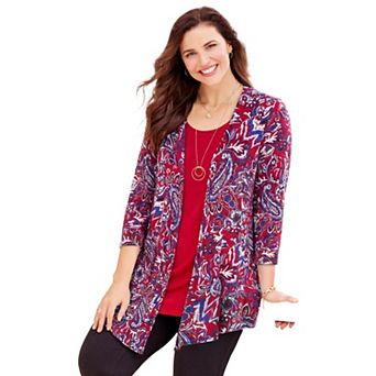 Catherines Women's Plus Size Cardigan And Tank One Piece Top