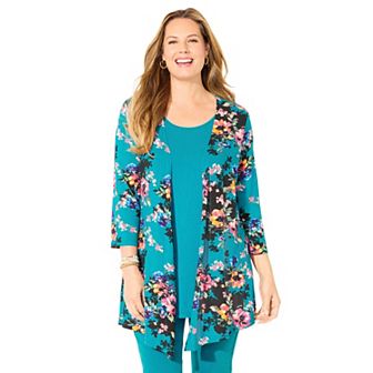 Catherines Women's Plus Size Cardigan And Tank One Piece Top