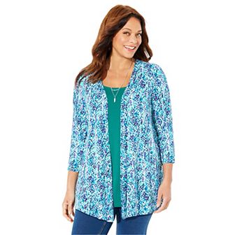 Catherines Women's Plus Size Cardigan And Tank One Piece Top