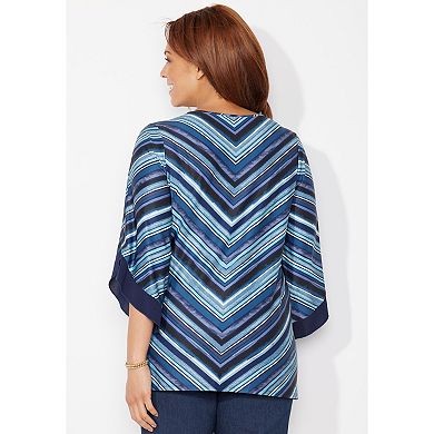 Catherines Women's Plus Size Flutter Sleeve Tunic