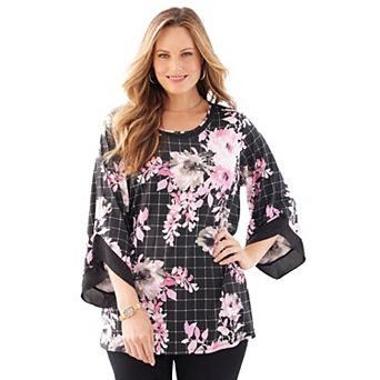 Catherines Women's Plus Size Dream Drape Flutter Sleeve Top
