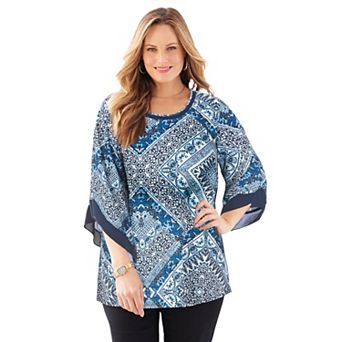 Catherines Women's Plus Size Dream Drape Flutter Sleeve Top