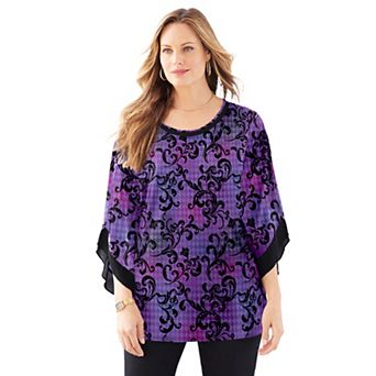 Catherines Women's Plus Size Dream Drape Flutter Sleeve Top