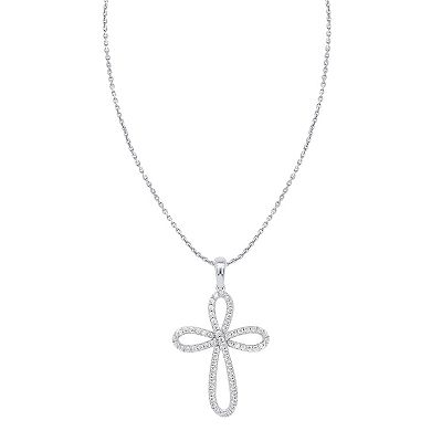Ethique 1/2 Carat T.W. Lab-Grown Diamond Open Cross Pendant Necklace