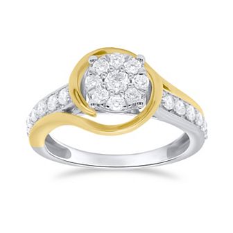 Ethique 14k Gold & Sterling Silver 3/4 Carat T.W. Lab-Grown Diamond Cluster Ring