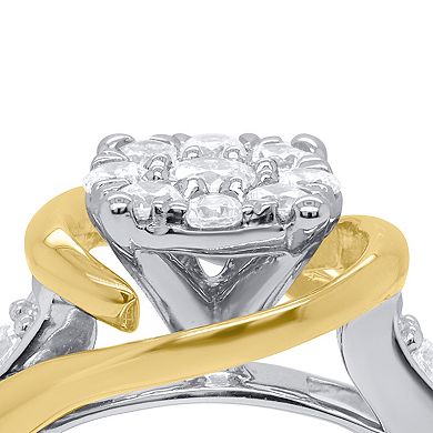 Ethique 14k Gold & Sterling Silver 3/4 Carat T.W. Lab-Grown Diamond Cluster Ring