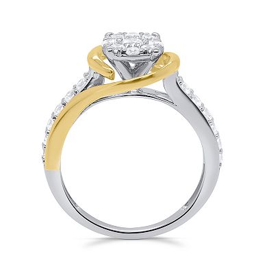 Ethique 14k Gold & Sterling Silver 3/4 Carat T.W. Lab-Grown Diamond Cluster Ring