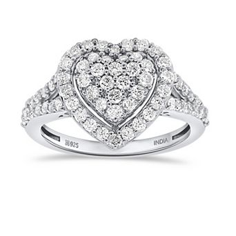 Ethique Sterling Silver 1 Carat T.W. Lab-Grown Diamond Heart Ring