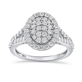 Ethique Sterling Silver 1 Carat T.W. Lab-Grown Diamond Oval Cluster Ring