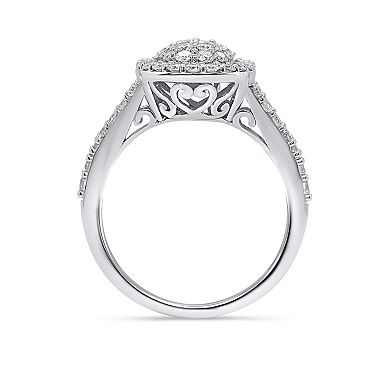 Ethique Sterling Silver 1 Carat T.W. Lab-Grown Diamond Oval Cluster Ring