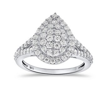 Ethique Sterling Silver 1 Carat T.W. Lab-Grown Diamond Teardrop Cluster Ring