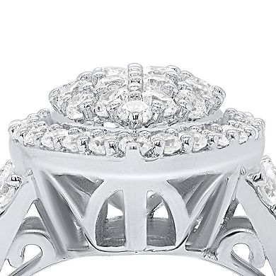 Ethique Sterling Silver 1 Carat T.W. Lab-Grown Diamond Teardrop Cluster Ring