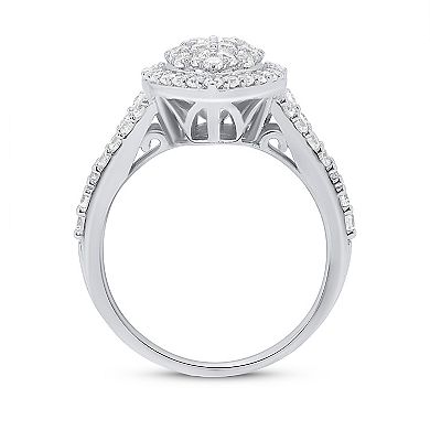 Ethique Sterling Silver 1 Carat T.W. Lab-Grown Diamond Teardrop Cluster Ring