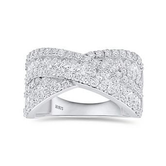 Ethique Sterling Silver 2 Carat T.W. Lab-Grown Diamond Crisscross Ring