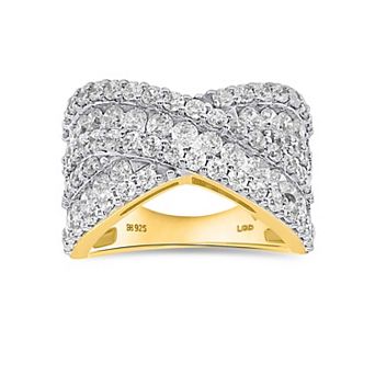 Ethique Sterling Silver 2 Carat T.W. Lab-Grown Diamond Crisscross Ring