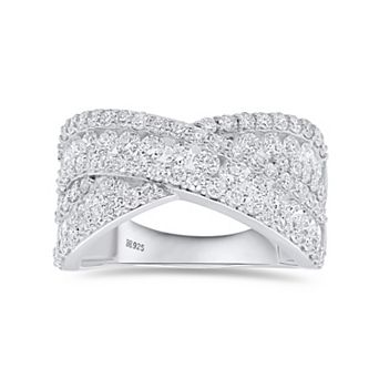 Ethique Sterling Silver 2 Carat T.W. Lab-Grown Diamond Crisscross Ring