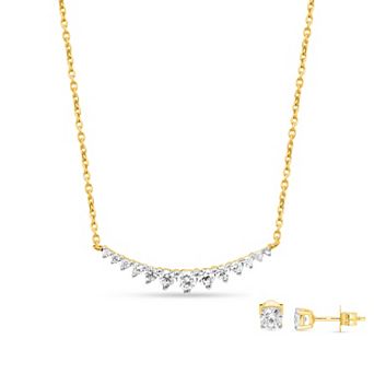 Ethique 1 Carat T.W. Lab-Grown Diamond Curved Bar Necklace & Stud Earring Set