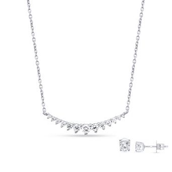 Ethique 1 Carat T.W. Lab-Grown Diamond Curved Bar Necklace & Stud Earring Set