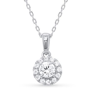 Ethique 1 Carat T.W. Lab-Grown Diamond Halo Pendant Necklace & Stud Earring Set