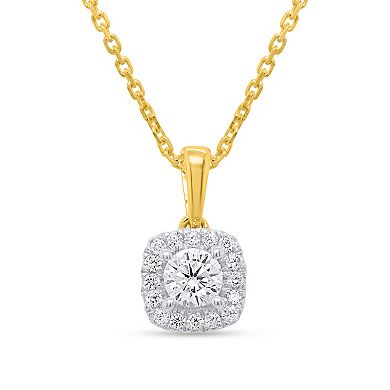 Ethique 1 Carat T.W. Lab-Grown Diamond Halo Pendant Necklace & Cushion-Shaped Stud Earring Set
