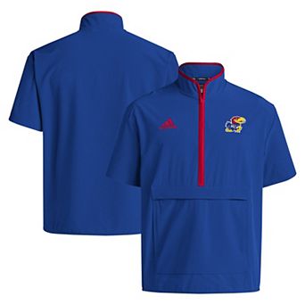 Men's adidas Royal Kansas Jayhawks Coaches Sideline Half-Zip Short Sleeve Jacket