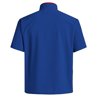 Men's adidas Royal Kansas Jayhawks 2024 Coaches Sideline Half-Zip Short Sleeve Jacket