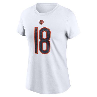 Women's Nike Caleb Williams White Chicago Bears 2024 NFL Draft First Round Pick Fuse Name & Number T-Shirt