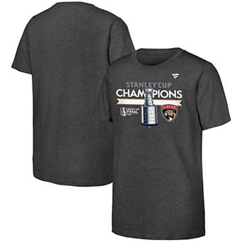Youth Heather Charcoal Florida Panthers 2024 Stanley Cup Champions Locker Room T-Shirt