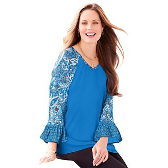 Catherines Women's Plus Size Flounce Sleeve Top