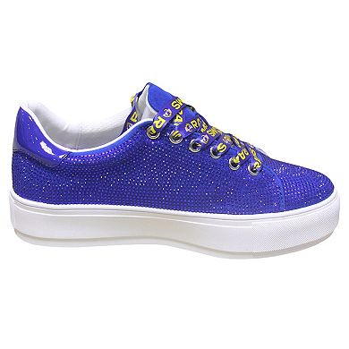 Women's Cuce Royal Los Angeles Rams Team Color Crystal Sneakers