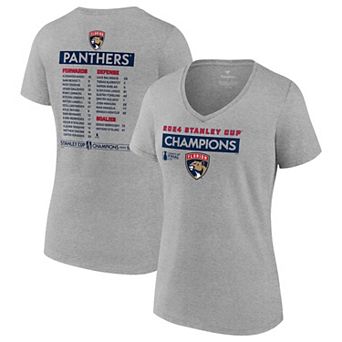 Women's Fanatics Steel Florida Panthers 2024 Stanley Cup Champions Roster V-Neck T-Shirt