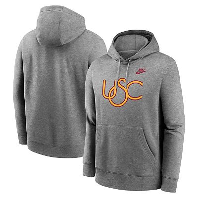 Men s Nike Heather Gray USC Trojans Legacy Logo Club Fleece Pullover Hoodie