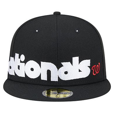 Men's New Era Black Washington Nationals Checkered Undervisor 59FIFTY Fitted Hat