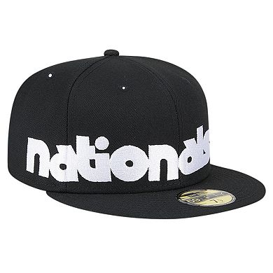 Men's New Era Black Washington Nationals Checkered Undervisor 59FIFTY Fitted Hat