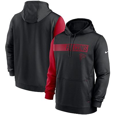 Men s Nike Black Red Atlanta Falcons Colorblock Performance Pullover Hoodie