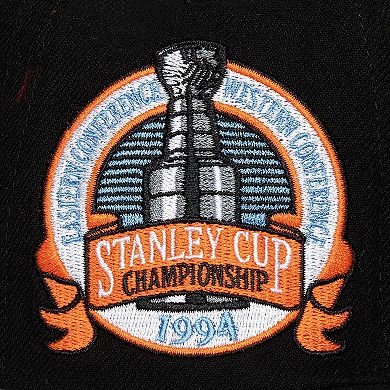 Men's Mitchell & Ness Black New York Rangers Core Top Spot Snapback Hat