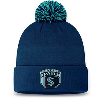 Men's Fanatics Deep Sea Blue Seattle Kraken 2024 NHL Draft Cuffed Knit Hat with Pom