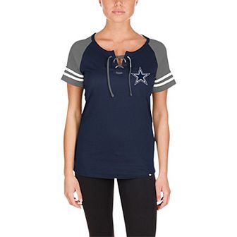 Women's New Era Navy Dallas Cowboys Lace-Up Raglan T-Shirt