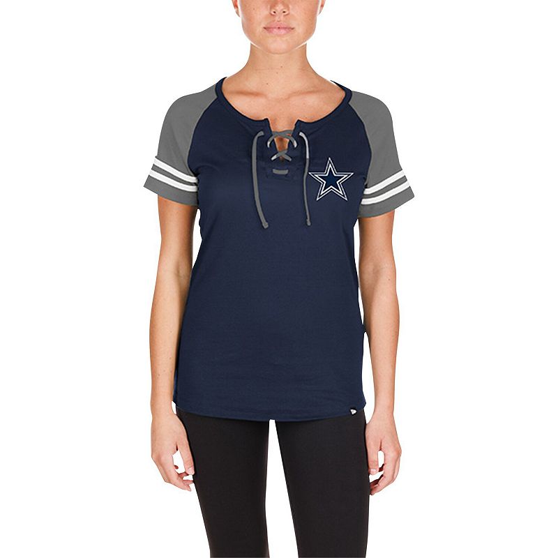 Women's New Era Navy Dallas Cowboys Lace-Up Raglan T-Shirt,