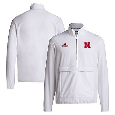 Men s adidas White Nebraska Huskers Coaches Sideline Half Zip Jacket