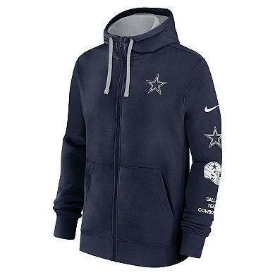 Men's Nike Navy Dallas Cowboys Multi Logo Full-Zip Hoodie