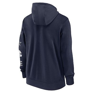 Men's Nike Navy Dallas Cowboys Multi Logo Full-Zip Hoodie