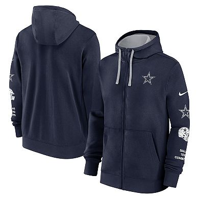 Men's Nike Navy Dallas Cowboys Multi Logo Full-Zip Hoodie