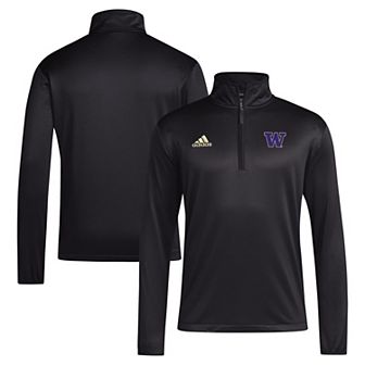 Men's adidas Black Washington Huskies Coaches Sideline Quarter-Zip Top
