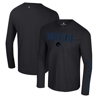 Men's Colosseum Black Boise State Broncos Color Pop Active Blend 2-Hit Long Sleeve T-Shirt