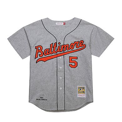 Men's Mitchell & Ness Brooks Robinson Gray Baltimore Orioles Cooperstown Collection 1966 Authentic Jersey