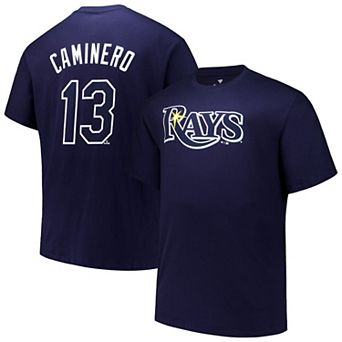 Men's Profile Junior Caminero Navy Tampa Bay Rays Big & Tall Name & Number T-Shirt