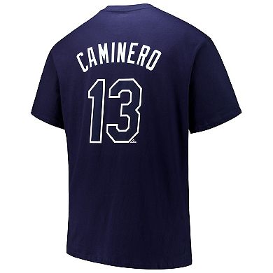 Men's Profile Junior Caminero Navy Tampa Bay Rays Big & Tall Name & Number T-Shirt