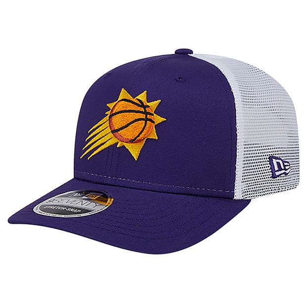 Men s New Era Purple White Phoenix Suns Trucker 9SEVENTY COOLERA Stretch Snap Hat