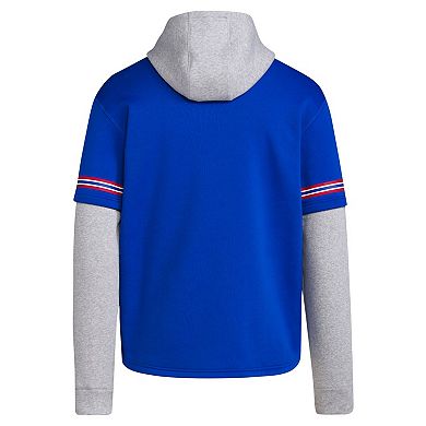Men's adidas Royal Kansas Jayhawks Pullover Baseball Jersey Hoodie